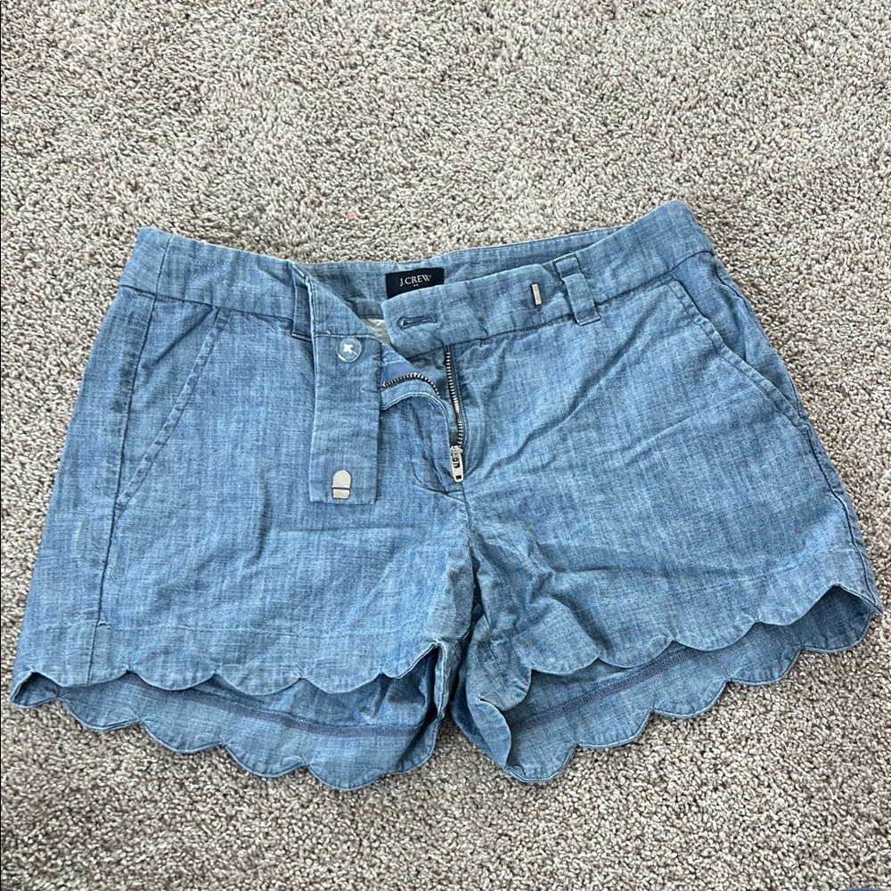 Jcrew Factory Chambray scallop shorts Size 0 Good Condition